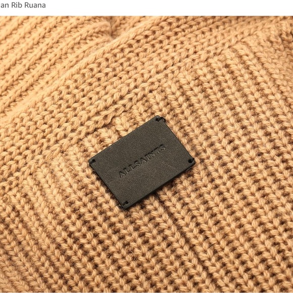 ALLSAINTS Tan Camel Traveling Cardigan Rib Ruana Sweater Thick Knit One Size - Picture 8 of 8